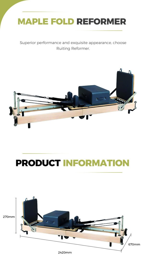 Pilates Reformer Foldable Maple Suitable for fitness institutions Sturdy and durable